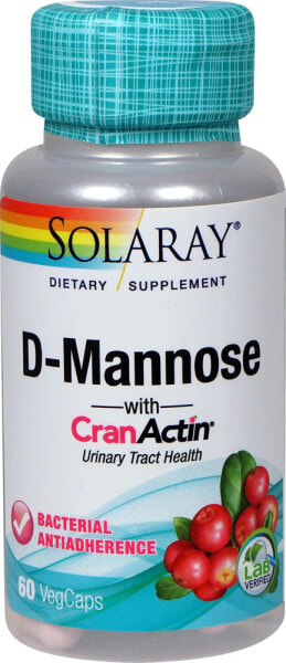 Solaray D-Mannose with CranActin D-манноза для здоровья мочевыводящих путей 60 капсул