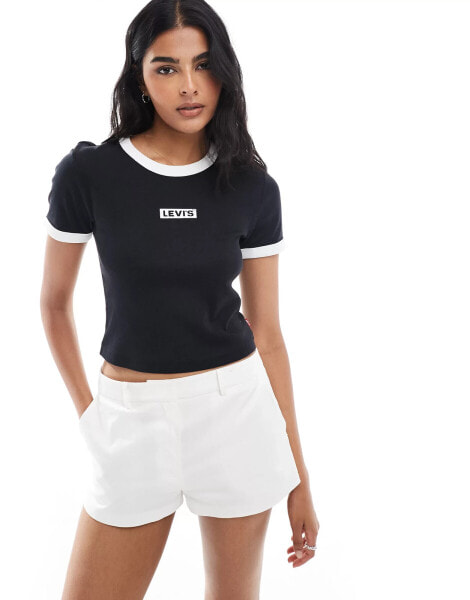 Levi's box tab logo mini ringer t-shirt in black