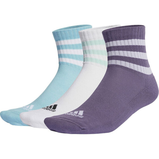 ADIDAS 3 Stripes Cushioned Sportswear Mid Cut socks 3 pairs