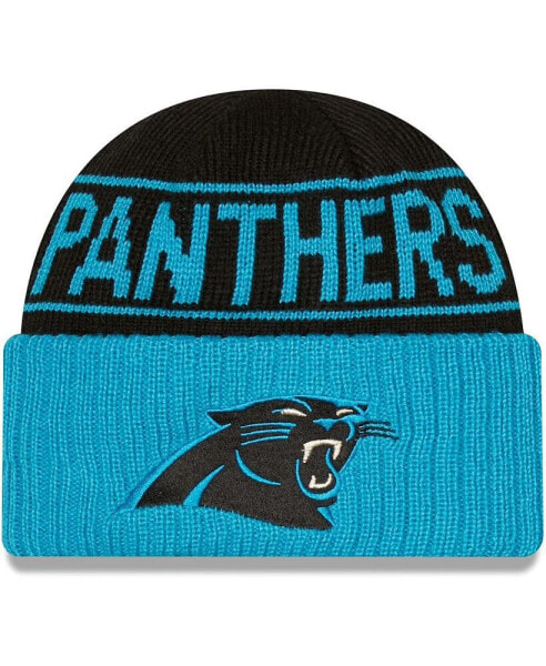 Men's Black and Blue Carolina Panthers Reversible Cuffed Knit Hat