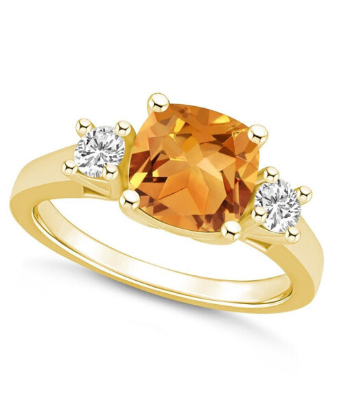 Citrine (2 ct. t.w.) and Diamond (1/3 ct. t.w.) Ring in 14K Yellow Gold