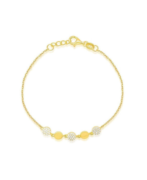 Alternating Yellow Gold Tone and CZ Disk Bracelet