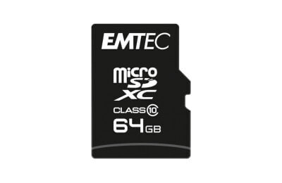 EMTEC Micro SDHC ECMSDM64GXC10CG - 64 GB - MicroSDHC - Class 10 - 20 MB/s - 12 MB/s - Black