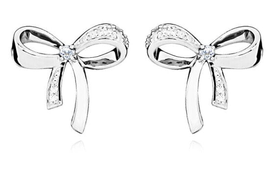 Playful silver earrings with bow topaz EG000115