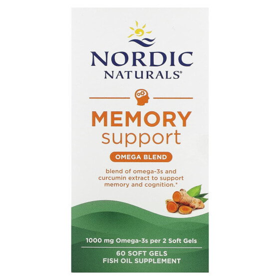 Средство для здоровья мозга Nordic Naturals Memory Support, Omega Blend, 1,000 мг, 60 мягких гелей (500 мг в одной мягкой геле)