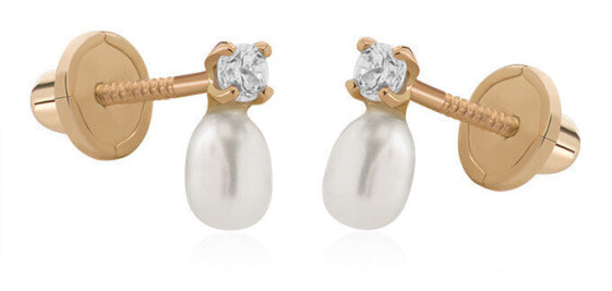 Delicate yellow gold earrings with zircons 14/18.480/17ZIR