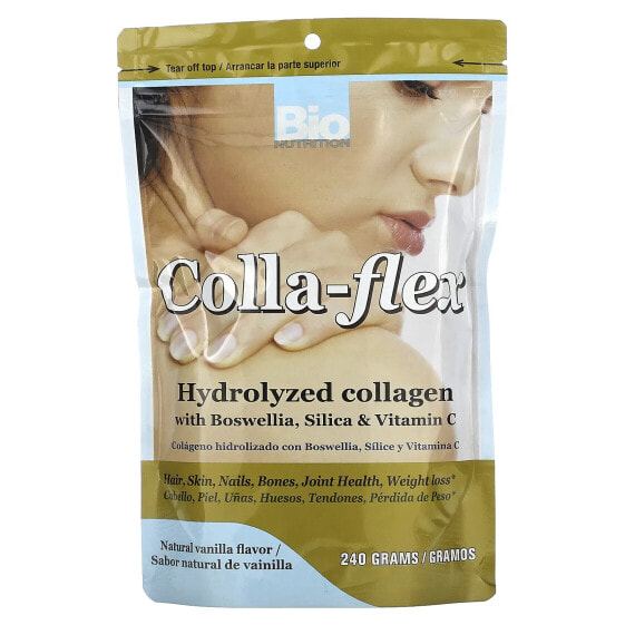 БАД Bio Nutrition Colla-Flex гидролизованный коллаген с босвеллией, кремнеземом и витамином C, натуральная ваниль, 240 г