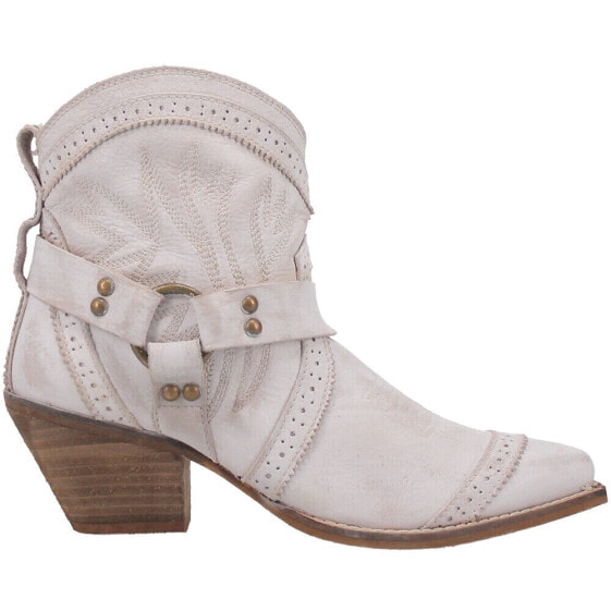 Dingo Gummy Bear Embroidery Snip Toe Pull On Cowboy Booties Womens Off White Cas