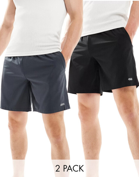 ASOS 4505 Icon 5 inch training shorts 2 pack with quick dry in black and grey