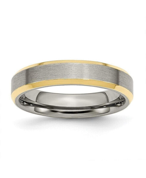 Titanium Brushed Yellow IP-plated Beveled Edge Band Ring