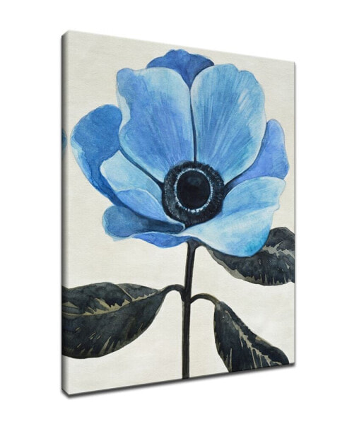 'Elegant Poppy III' Blue Floral Canvas Wall Art, 30x20"