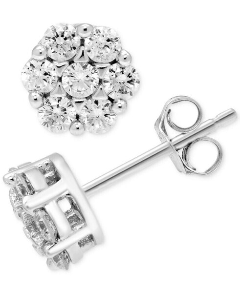 Diamond Cluster Stud Earrings (5/8 ct. t.w.) in 14k White Gold