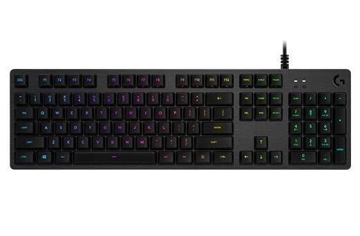 Logitech G G512 CARBON LIGHTSYNC RGB Mechanical Gaming Keyboard with GX Red switches - Full-size (100%) - USB - Mechanical - QWERTZ - RGB LED - Carbon