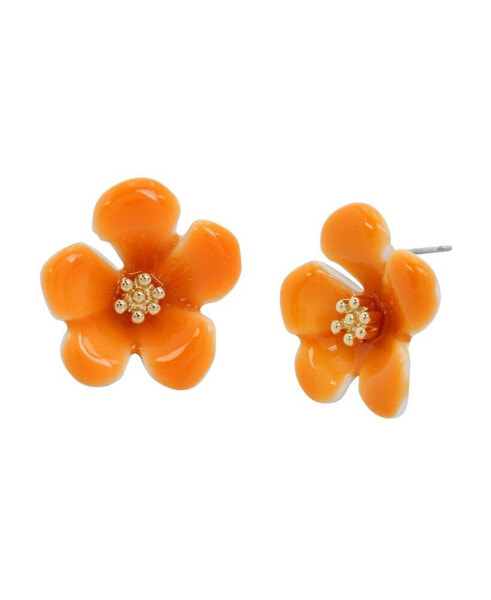 Enamel Tropical Flower Stud Earrings