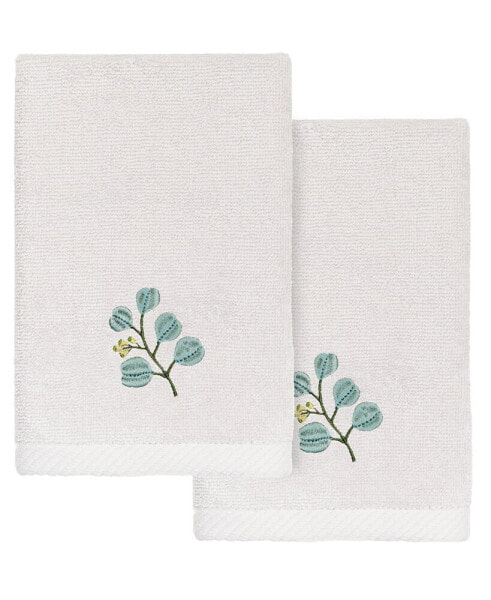 Textiles Turkish Cotton Botanica Embellished Hand Towel Set, 2 Piece