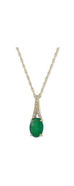 Emerald (7/8 ct. t.w.) & Diamond (1/20 ct. t.w.) 18" Pendant Necklace in 10k Gold