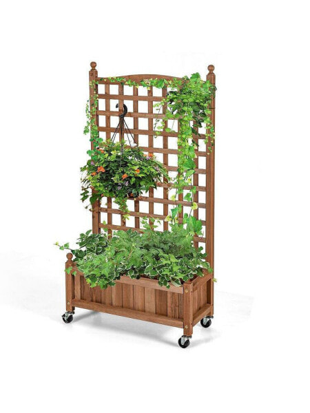 Кашпо на колесиках Slickblue 50 дюймов с подпором для растений-лиан Домашнее огородничество