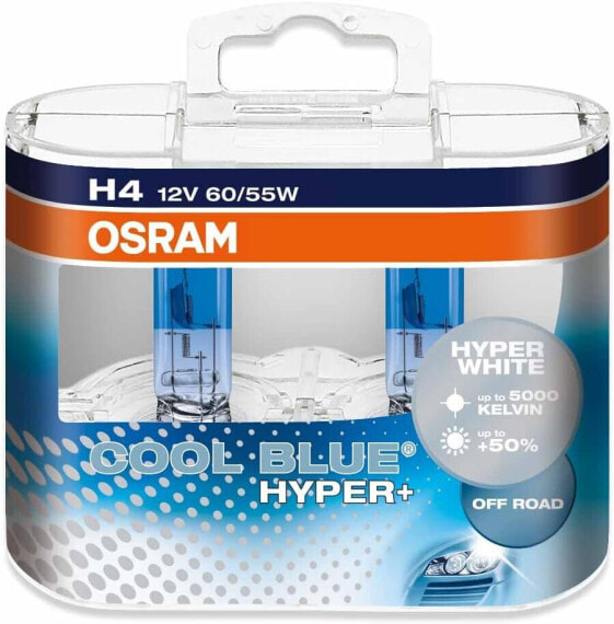 Osram 62193CBH+ Cool Hyper Plus Off Road Headlamp Bulb, Blue, 12 V, Set of 2