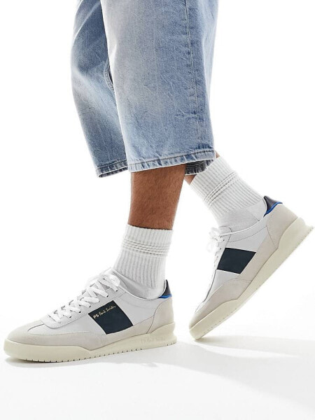 Paul Smith Dover suede mix trainer in white cream mix