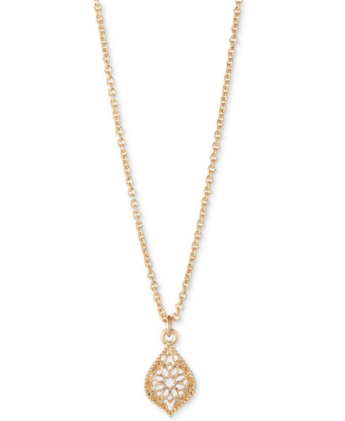 Gold-Tone Filigree Pendant Necklace, 16" + 3" extender