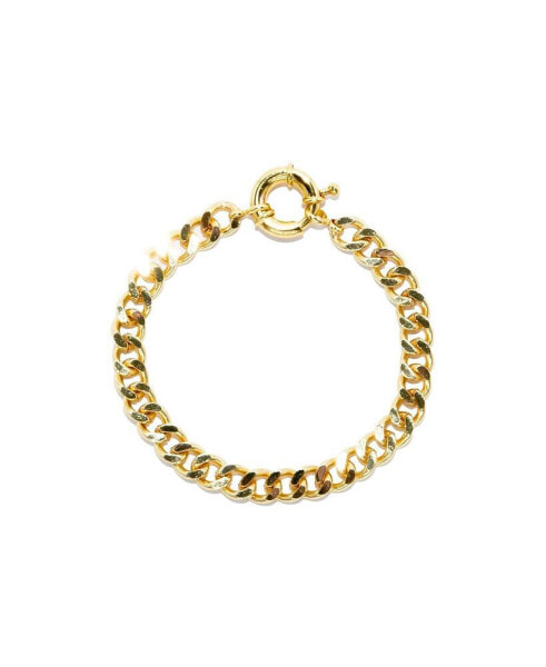 18K Gold Plated Chunky Cuban Chain - Lisa Bracelet 7" For Women