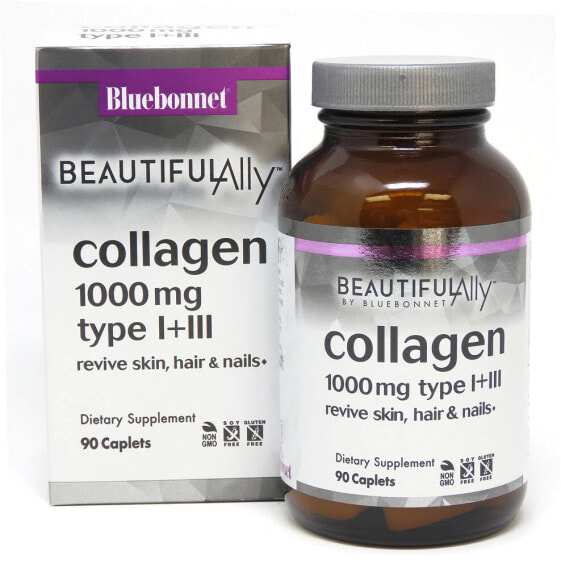 Bluebonnet Nutrition Beautiful Ally Collagen Коллаген типа 1 и 3 для волос, кожи и ногтей 90 капсул