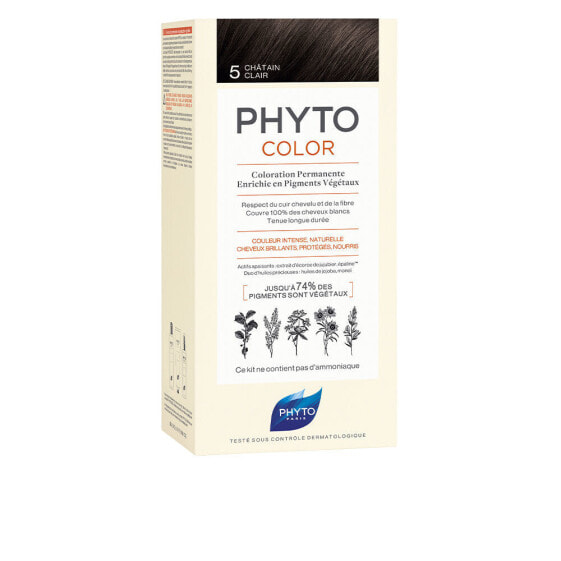 Phyto PhytoColor Permanent Color 5 Стойкая краска для волос, с растительными пигментами, оттенок светлый каштановый
