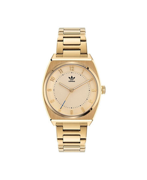 Unisex Three Hand Code Two Gold-Tone Stainless Steel Bracelet Watch 38mm