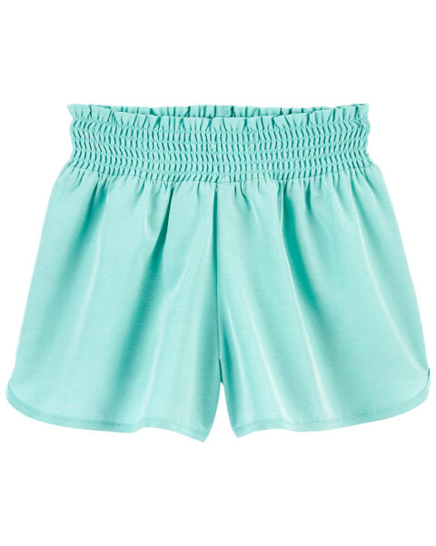 Kid Smocked Shorts in Moisture Wicking Active Fabric 7