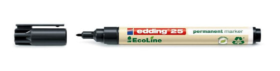 EDDING 25 EcoLine - Black - Bullet tip - Polypropylene (PP) - Medium - 1 mm - Cardboard - Glass - Leather - Metal - Paper - Plastic - Wood