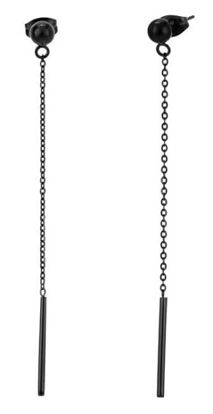 Long black earrings with an elongated pendant