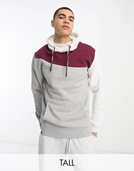 Le Breve Tall colour block hoodie in grey