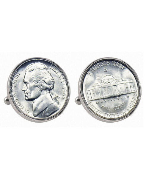 Запонки American Coin Treasures серебряный Никель Джефферсона Никель военной эпохи Крафтмайкинг Крафтмакинг Подарочный набор Запонки