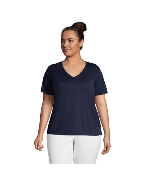 Plus Size Relaxed Supima Cotton V-Neck T-Shirt