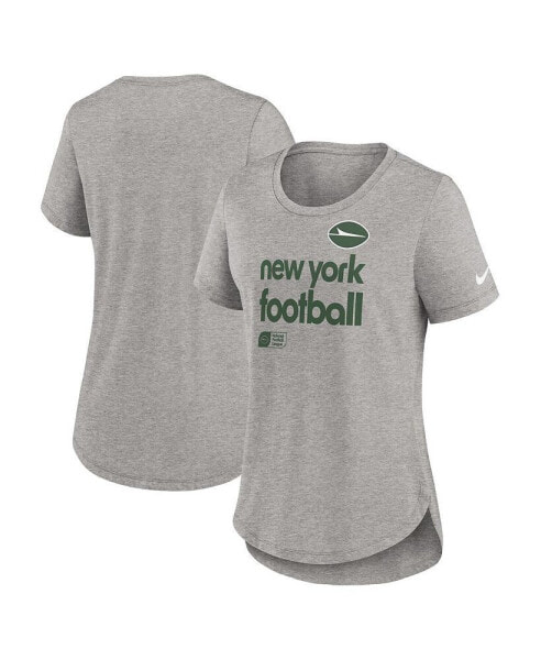 Women's Heather Charcoal New York Jets Fashion Tri-Blend T-Shirt