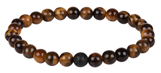 Bead bracelet made of tiger eye and lava stone