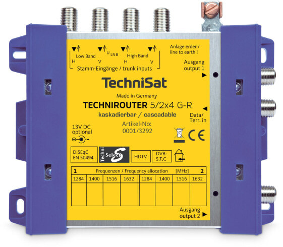 TechniSat TECHNIROUTER 5/2x4 G-R - 1x terrestrial + 4x Sat-IF - 2 outputs - 140 mm - 32 mm - 115 mm - 200 g