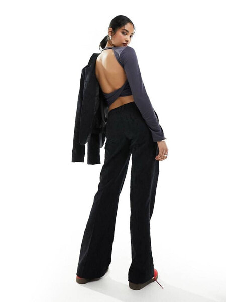 Weekday Keela co-ord dot jacquard trousers in black