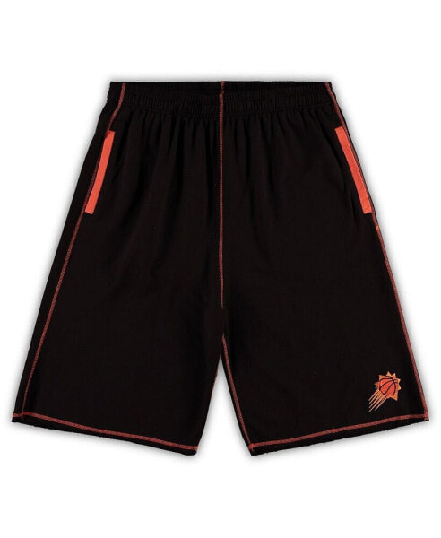 Men's Black, Orange Phoenix Suns Big and Tall Contrast Stitch Knit Shorts