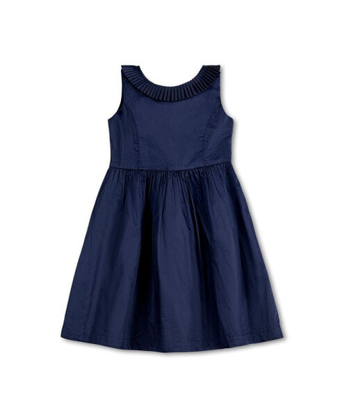 Baby Girls Sleeveless Pleated Collar Sateen Party Dress