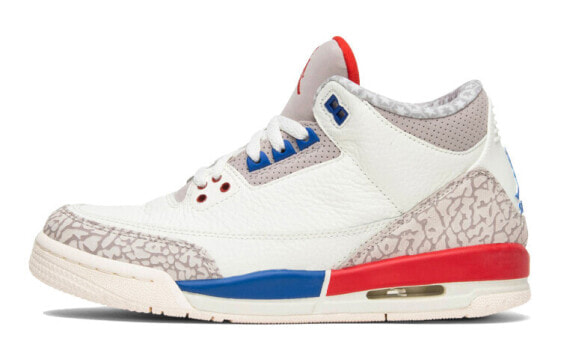 Jordan Air Jordan 3 Retro International Flight 爆裂纹 高帮 复古篮球鞋 GS 白红蓝 / Кроссовки Jordan Air Jordan 398614-140