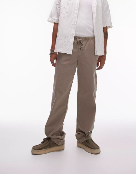 Topman loose trousers in khaki