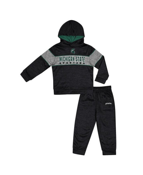 Toddler Black Michigan State Spartans Grizworld Fleece Pullover Hoodie and Sweatpants Set