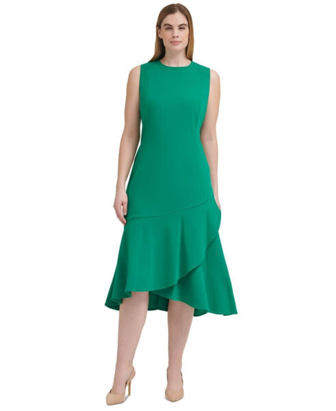 Women's Flounce-Hem Sleeveless Midi Dress