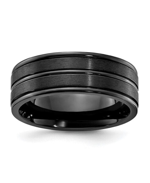 Titanium Black IP-plated Brushed and Polished Wedding Band Ring