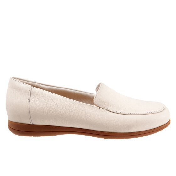 Trotters Deanna T2055-126 Womens Beige Extra Wide Leather Loafer Flats Shoes