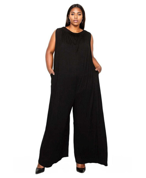 Plus Size Olson Wide Leg Pocket Jumpsuit