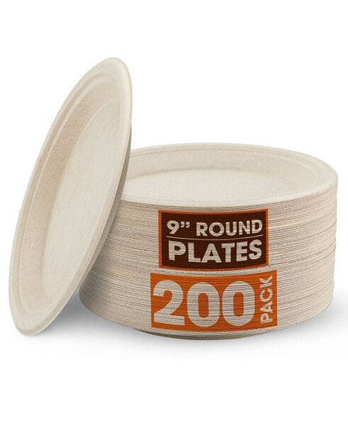 9 Inch Paper Plates, 200 Pack