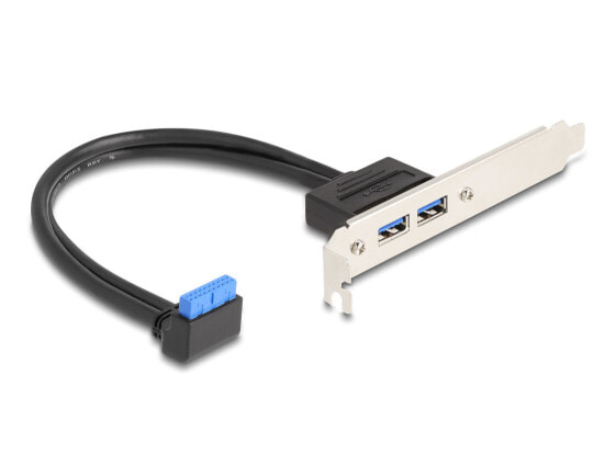 Delock Slotblech 1 x USB 5 Gbps Pfostenbuchse 90° gewinkelt zu 2 5 Typ-A Buchse