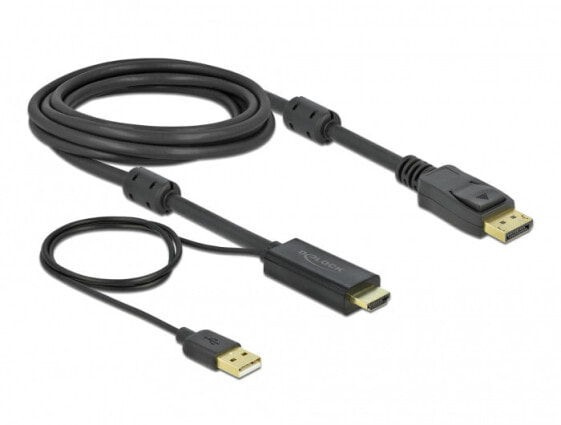 Delock 85965 - 3 m - HDMI Type A (Standard) - DisplayPort + USB Type-A - Male - Male - Straight